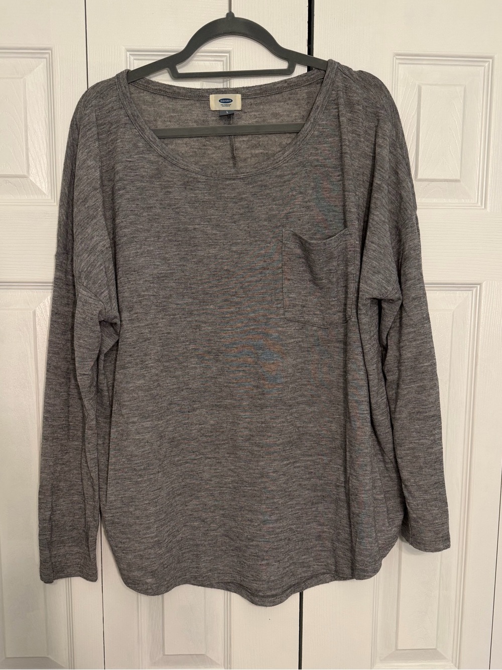 Old Navy Scoop Neck Pocket Long Sleeve Top L Gray